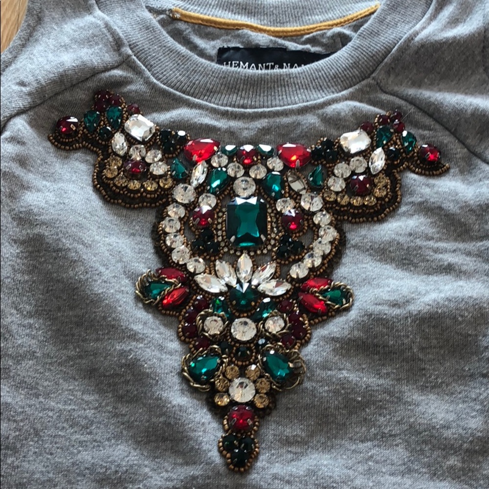 Cold Shoulder Embellished Sweatshirt View 2